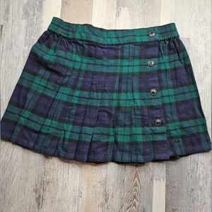 Gap Teen Size 12 Tartan Plaid Pleated Skirt Green And Navy Blue NEW With Tags